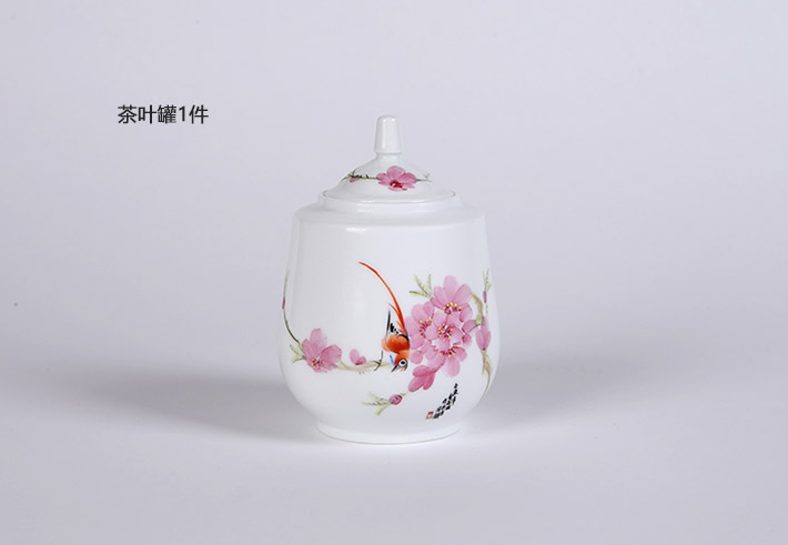 8头手绘茶具(水点桃花)-产品中心-景德镇陶瓷集团有限责任公司