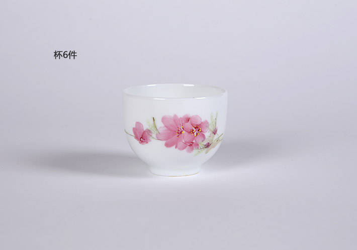8头手绘茶具(水点桃花)-产品中心-景德镇陶瓷集团有限责任公司
