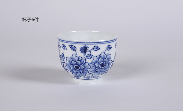 7头手绘青花茶具(牡丹花）-产品中心-景德镇陶瓷集团有限责任公司
