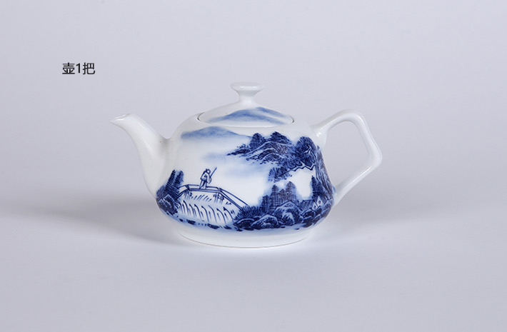 8头手绘青花茶具--山水-产品中心-景德镇陶瓷集团有限责任公司