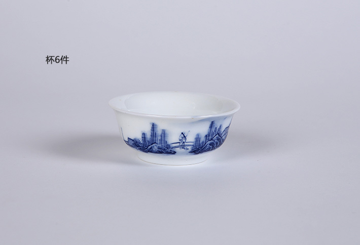 8头手绘青花茶具--山水-产品中心-景德镇陶瓷集团有限责任公司