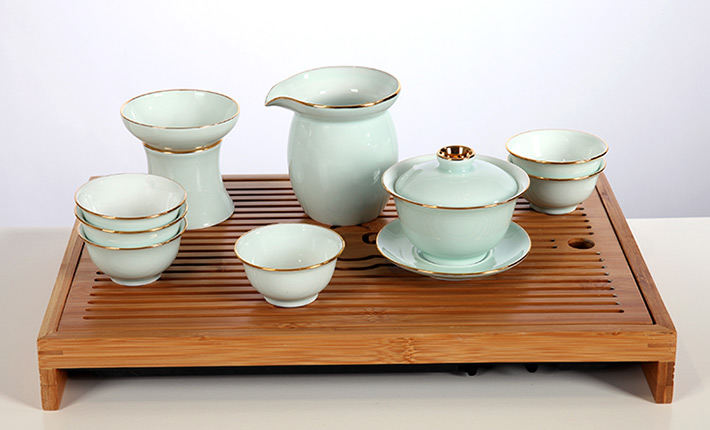 9头全手工青釉茶具金镶玉-产品中心-景德镇陶瓷集团有限责任公司