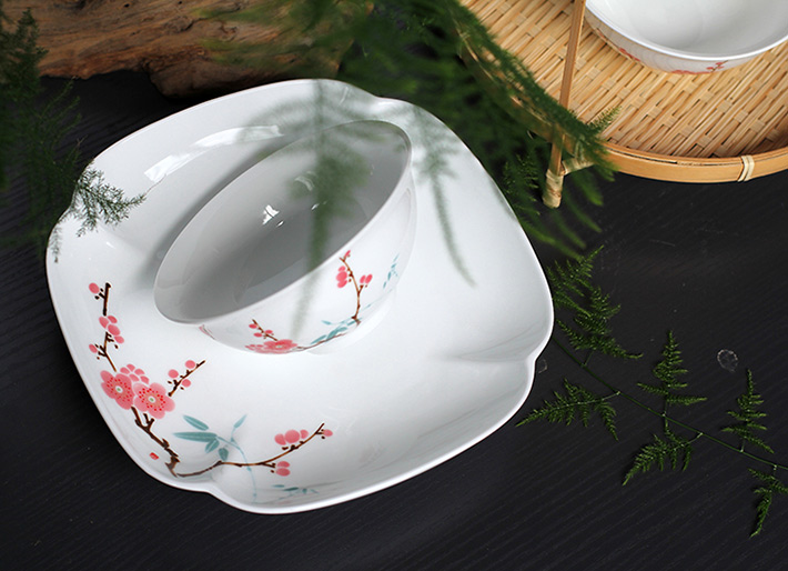 48头中餐具--翠竹红梅-产品中心-景德镇陶瓷集团有限责任公司