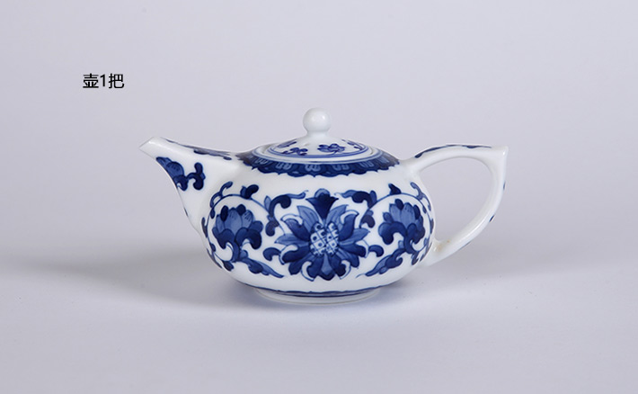 8头手绘青花时光茶具洋莲-产品中心-景德镇陶瓷集团有限责任公司