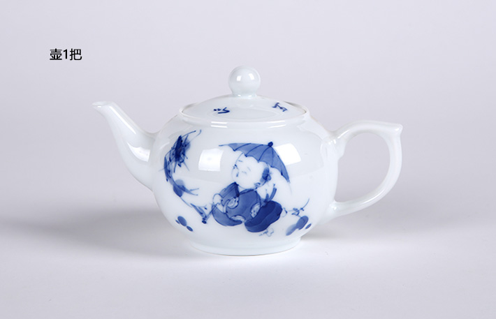 8头手绘茶具青花童趣-产品中心-景德镇陶瓷集团有限责任公司