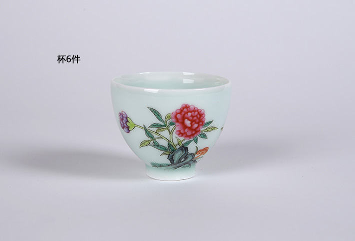 8头手绘青釉功夫茶具-灵祝繁华-产品中心-景德镇陶瓷集团有限责任公司