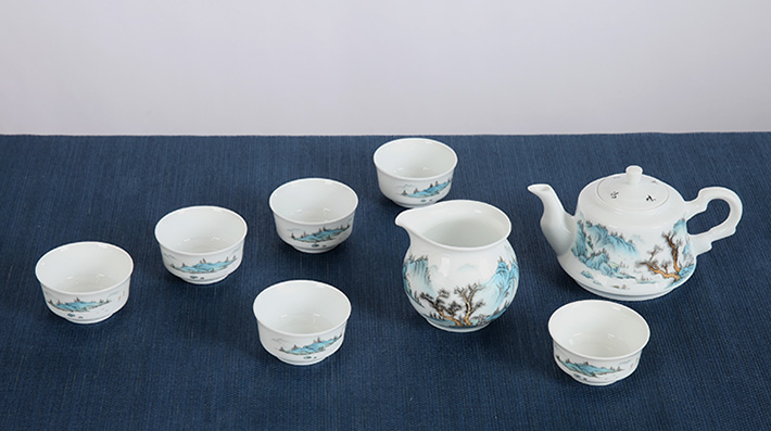 8头清新茶具（青山绿水）-产品中心-景德镇陶瓷集团有限责任公司