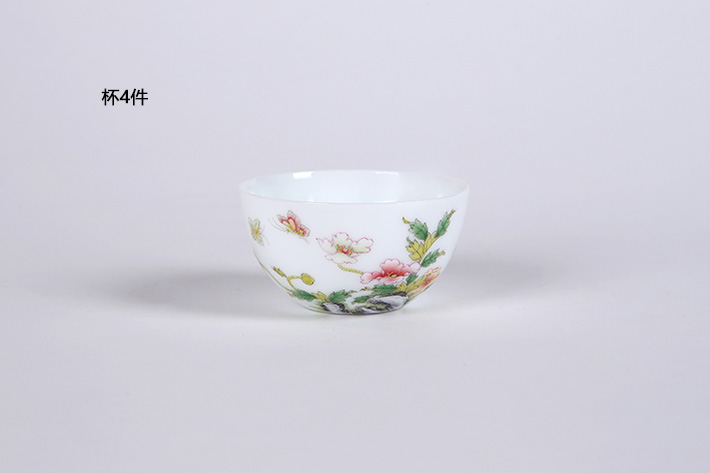 5头搪瓷彩茶具（蝶恋花）-产品中心-景德镇陶瓷集团有限责任公司