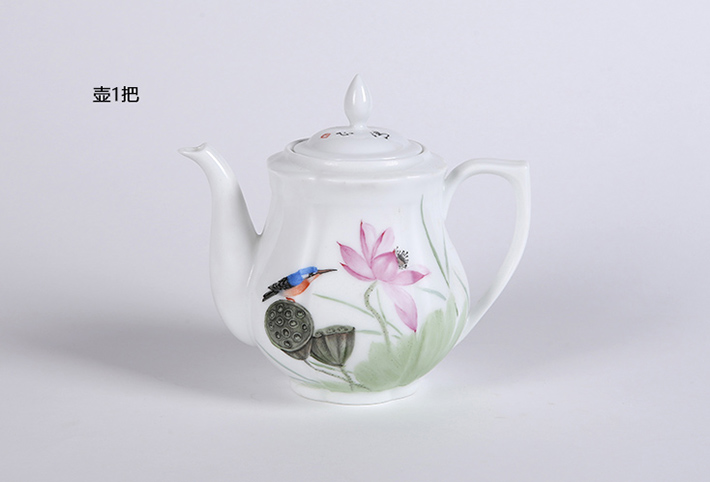9头莲花茶具（河中小憩）-产品中心-景德镇陶瓷集团有限责任公司