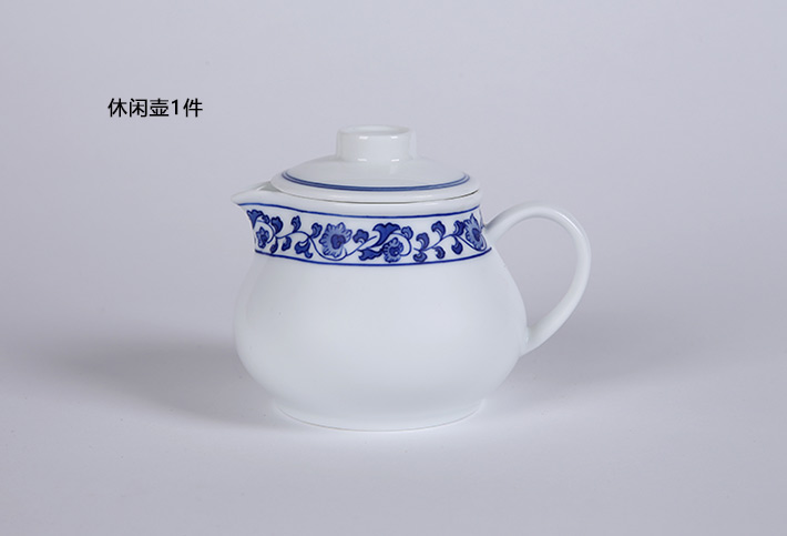 13头手绘青花茶具--牡丹花边纹-产品中心-景德镇陶瓷集团有限责任公司