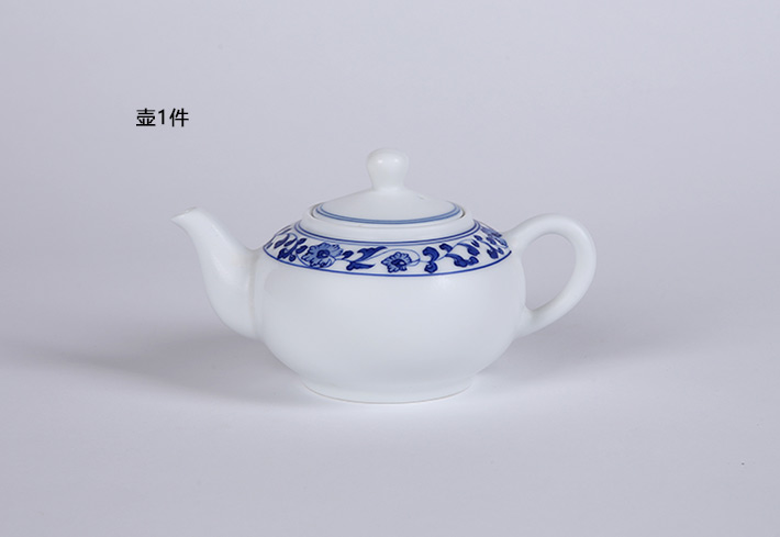 13头手绘青花茶具--牡丹花边纹-产品中心-景德镇陶瓷集团有限责任公司