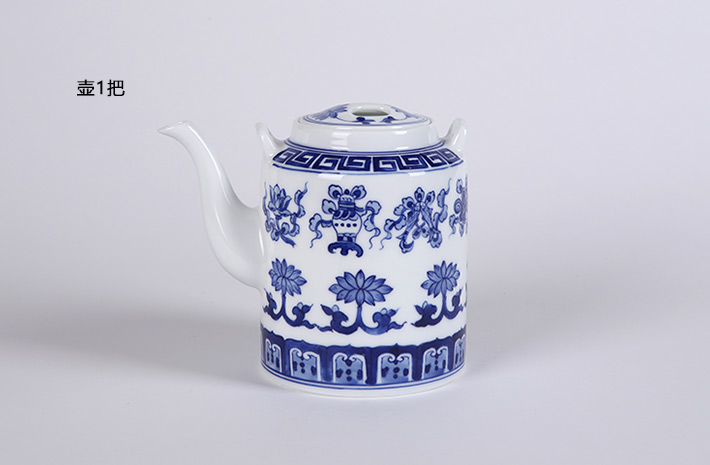7头手绘桥梁壶茶具吉庆祥瑞-产品中心-景德镇陶瓷集团有限责任公司