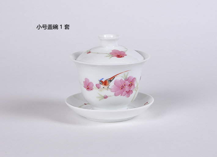 手绘功夫茶具(竹质茶海)水点桃花-产品中心-景德镇陶瓷集团有限责任公司