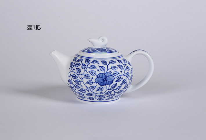 8头手绘功夫茶具（缠枝莲）-产品中心-景德镇陶瓷集团有限责任公司