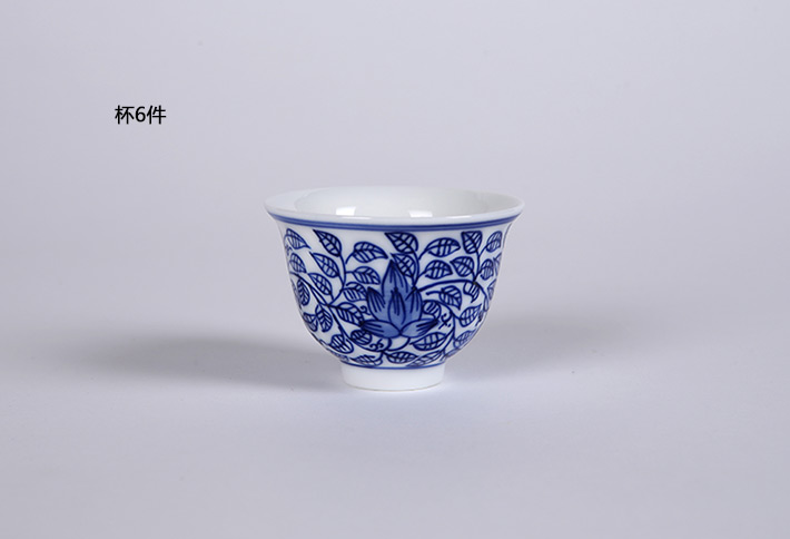 8头手绘功夫茶具（缠枝莲）-产品中心-景德镇陶瓷集团有限责任公司