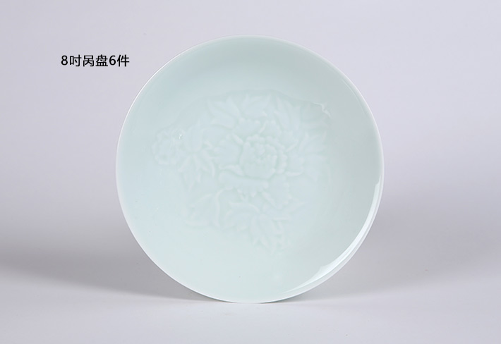 32头影青镌刻餐具--牡丹花-产品中心-景德镇陶瓷集团有限责任公司