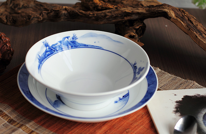 56头釉下彩中餐具山水-产品中心-景德镇陶瓷集团有限责任公司