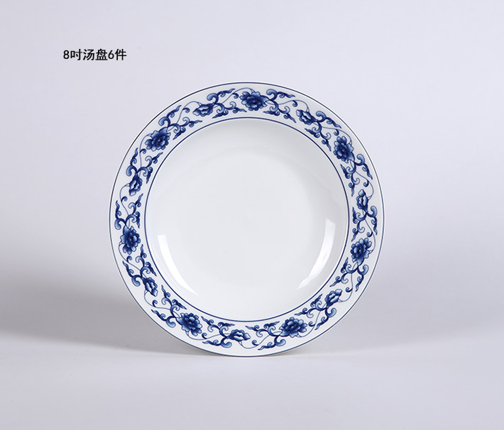 36头莲花中餐具青花瓷繁华牡丹-产品中心-景德镇陶瓷集团有限责任公司