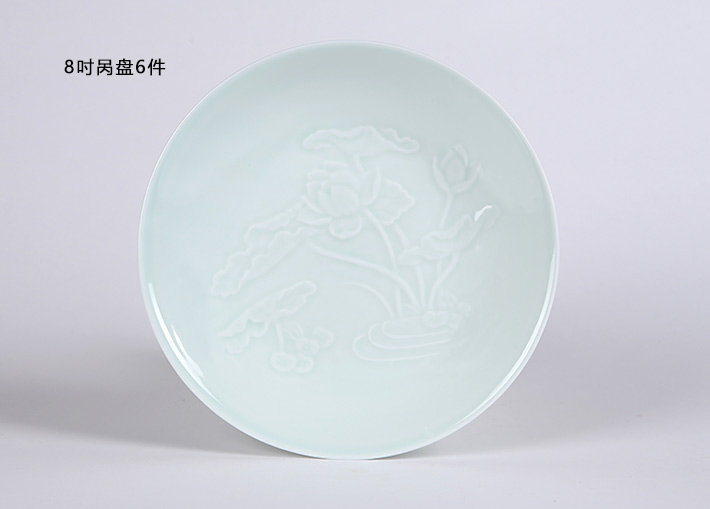 32头影青镌刻餐具荷花-产品中心-景德镇陶瓷集团有限责任公司